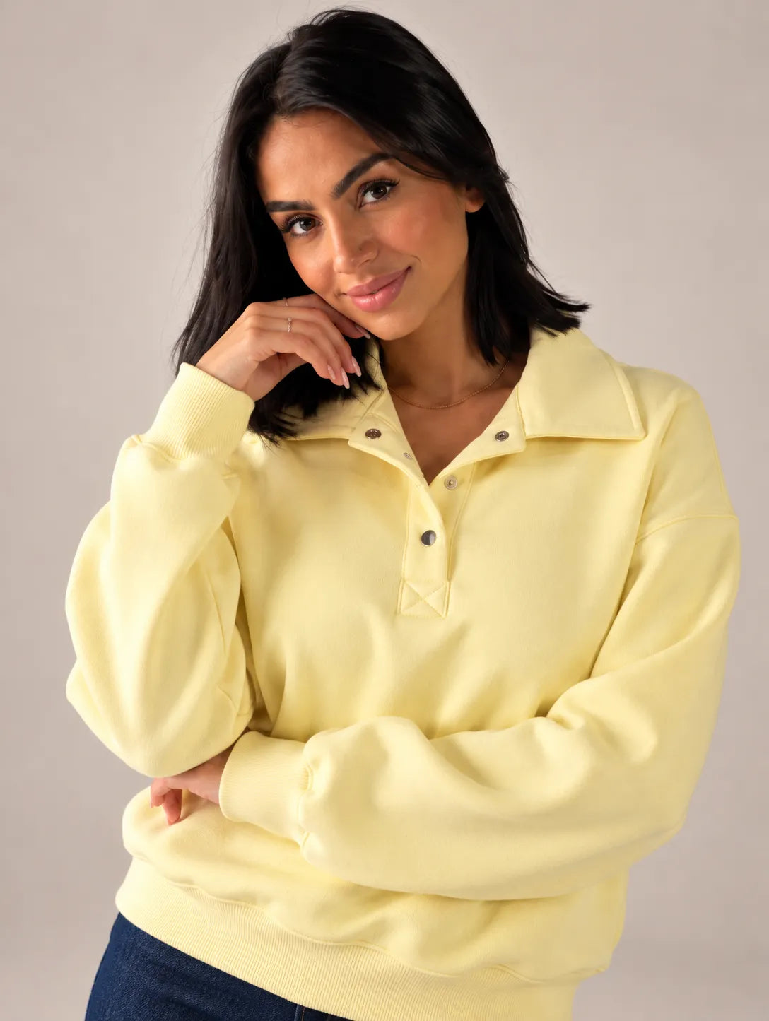Soft Yellow Oversized Collar Sweater