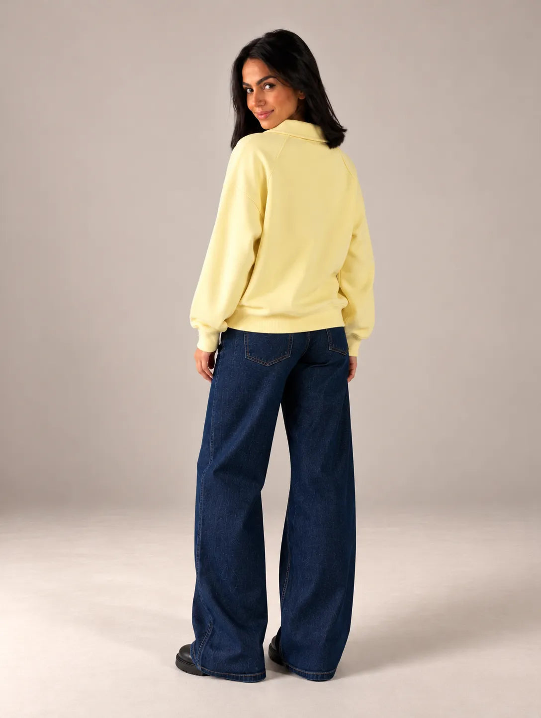 Soft Yellow Oversized Collar Sweater