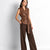 Coffee Brown Faux Leather Belted Vest