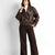 Brown Faux Leather Bomber Jacket