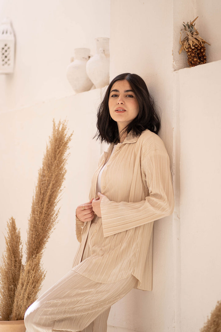 Off White Plissé Classy Set