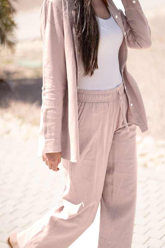 Beige Comfort Linen Pants