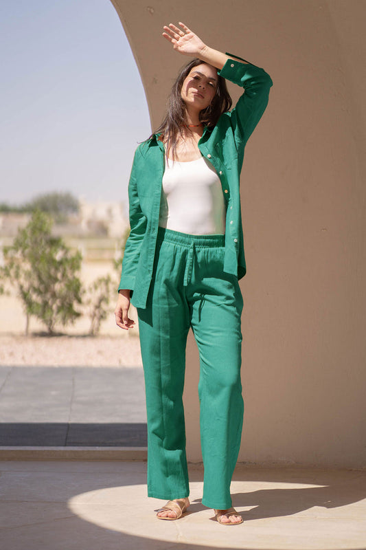 Turquoise Comfort Linen Pants