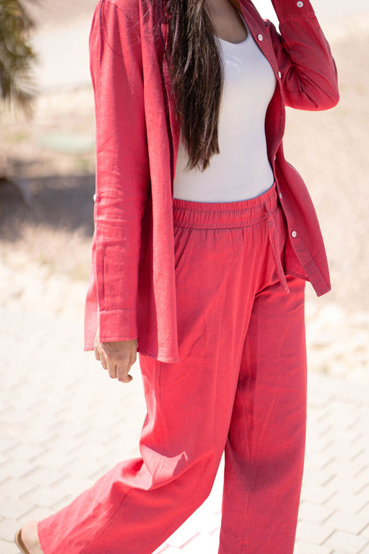 Pink Comfort Linen Pants