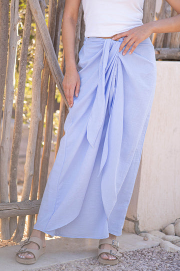 Blue Wrap Tied Skirt