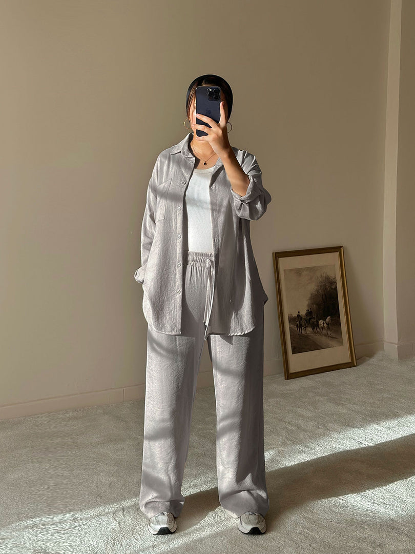 Grey Linen Comfort Pants