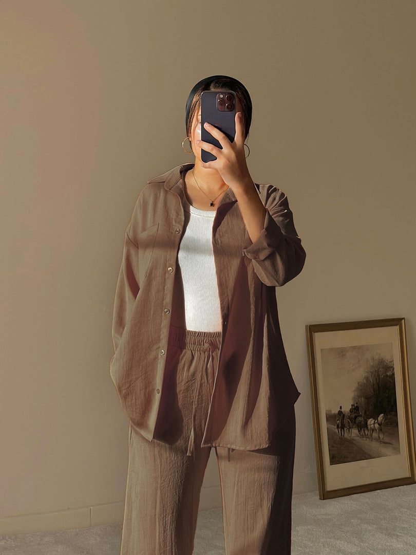 Brown Linen Comfort Shirt