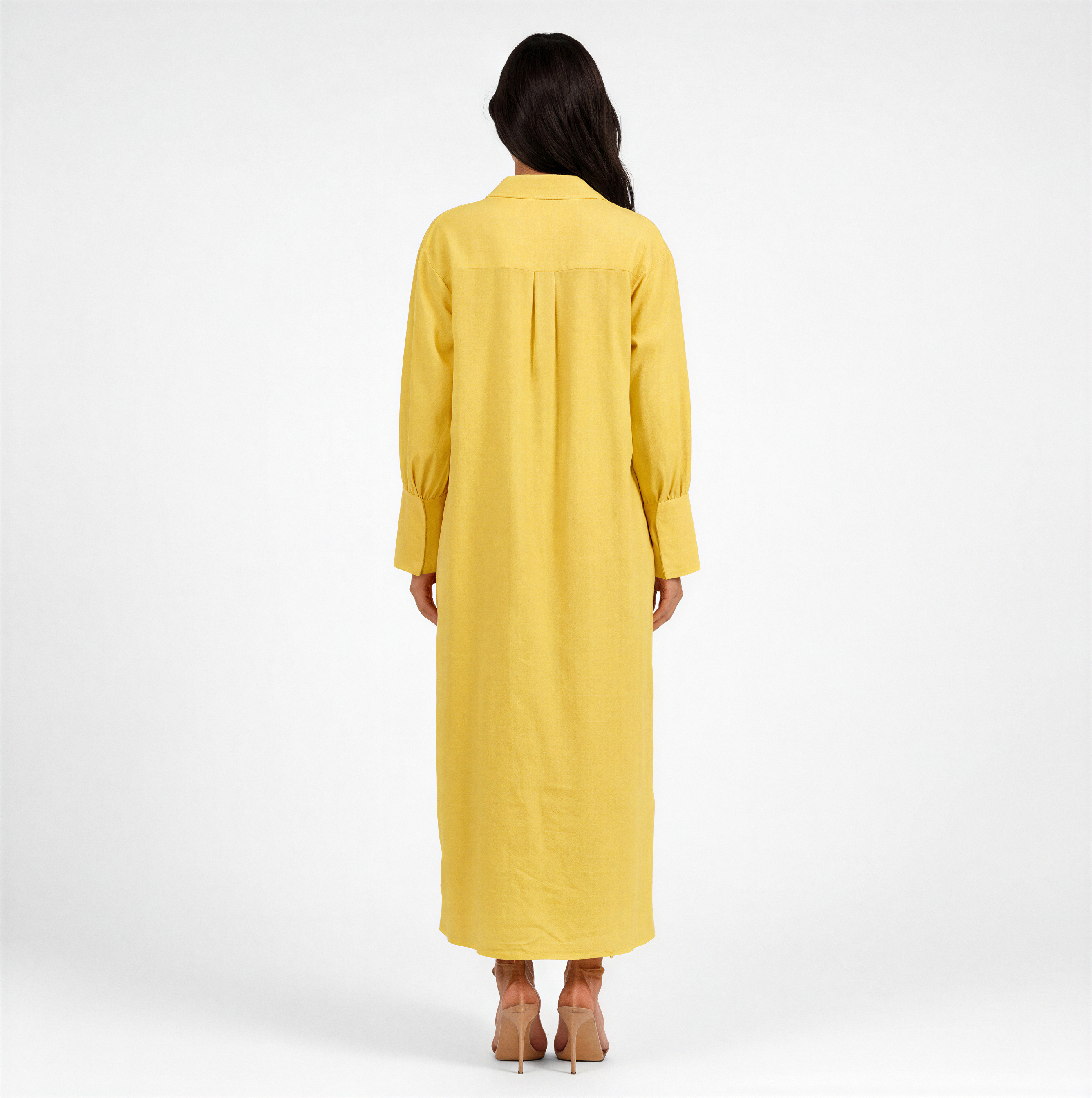 Yellow Side-Tie Shirt Dress