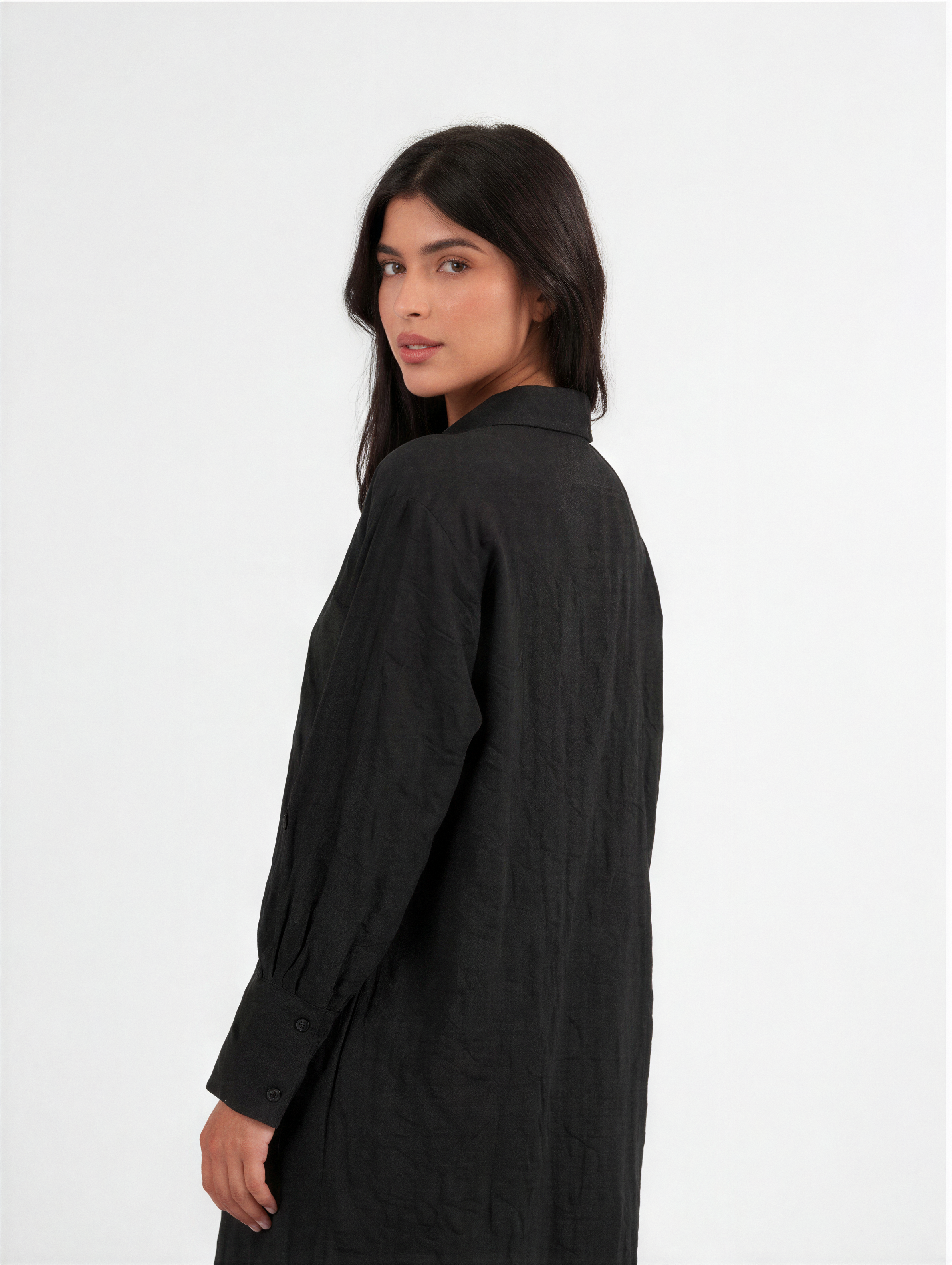Black Side-Tie Shirt Dress