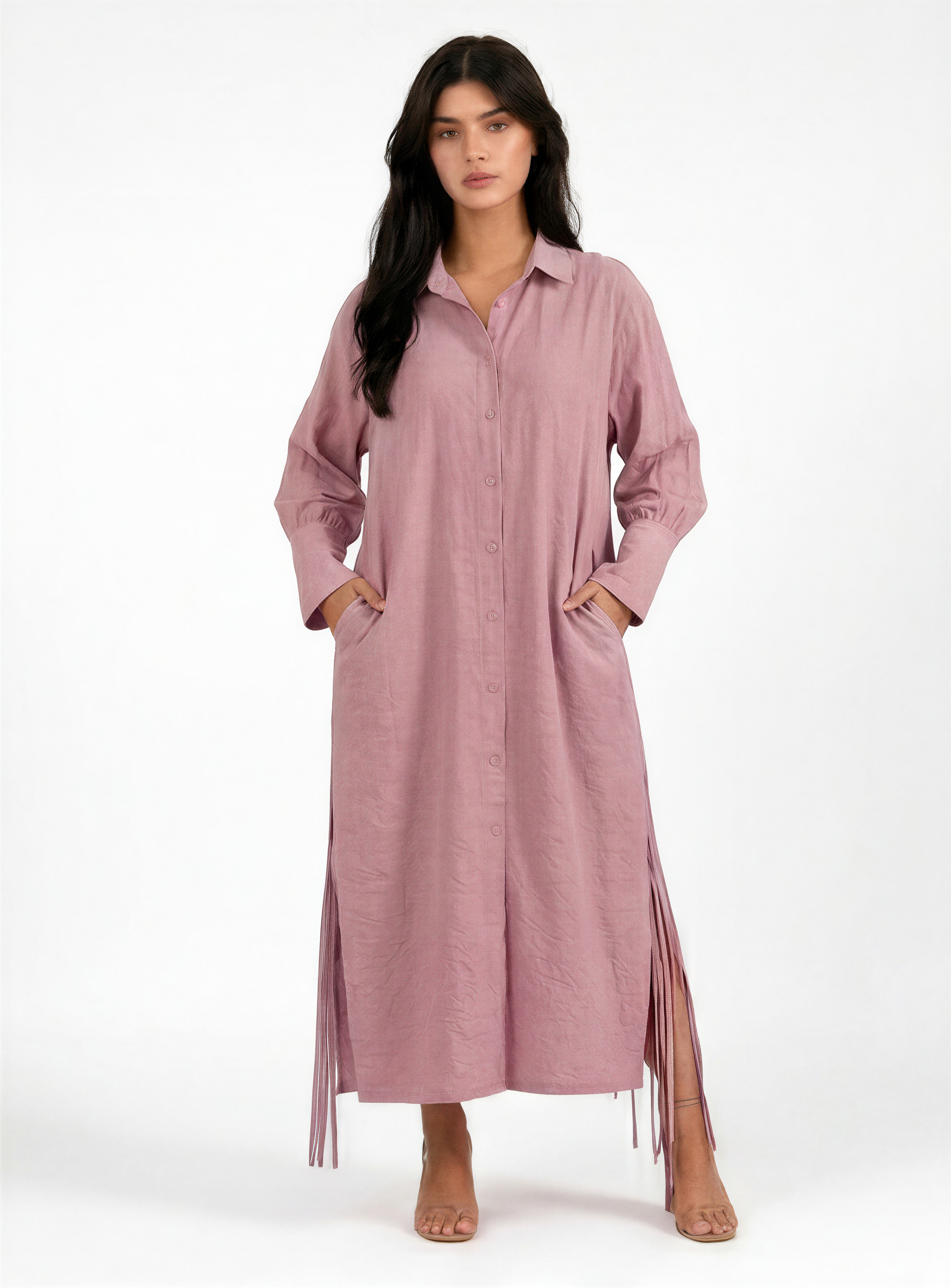 Purple Side-Tie Shirt Dress