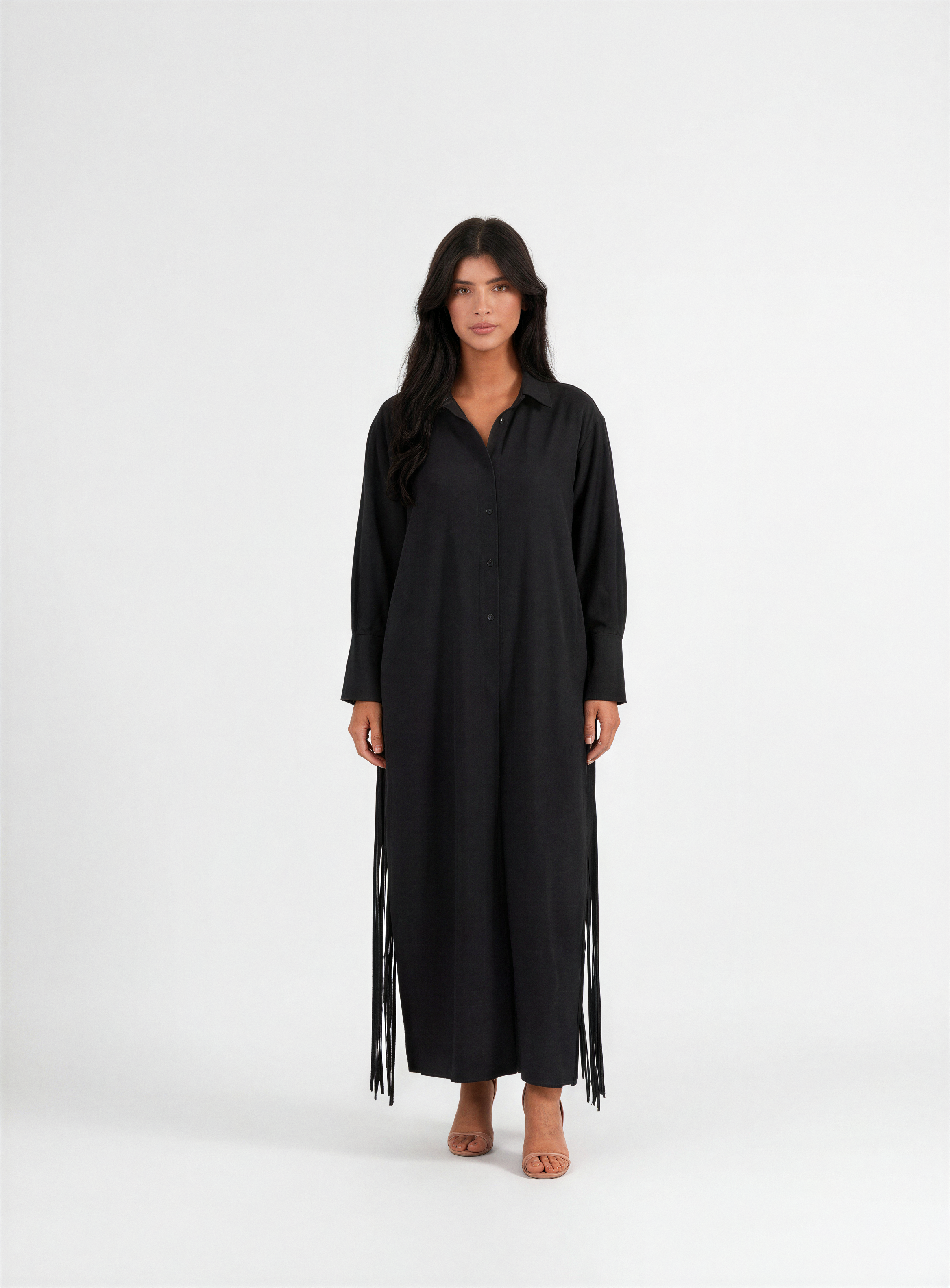 Black Side-Tie Shirt Dress