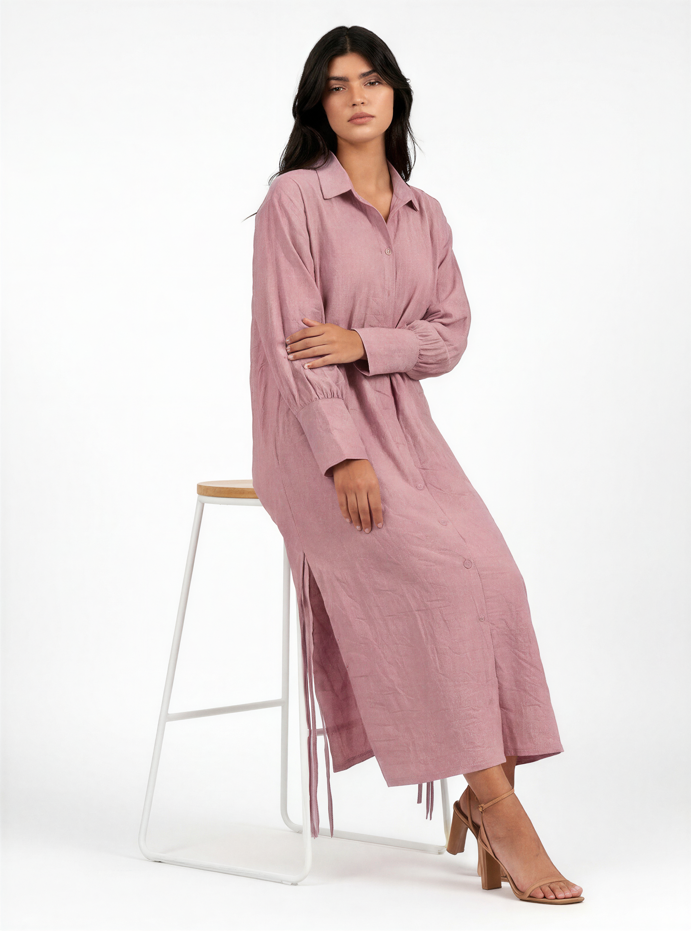 Purple Side-Tie Shirt Dress