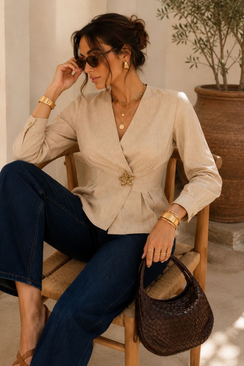 Star Elegance Beige Blouse
