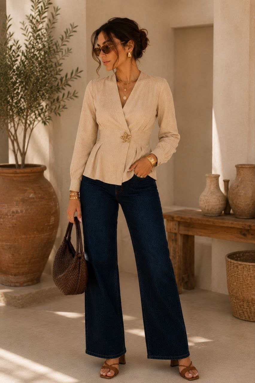 Star Elegance Beige Blouse