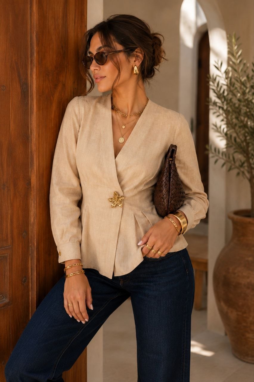 Star Elegance Beige Blouse