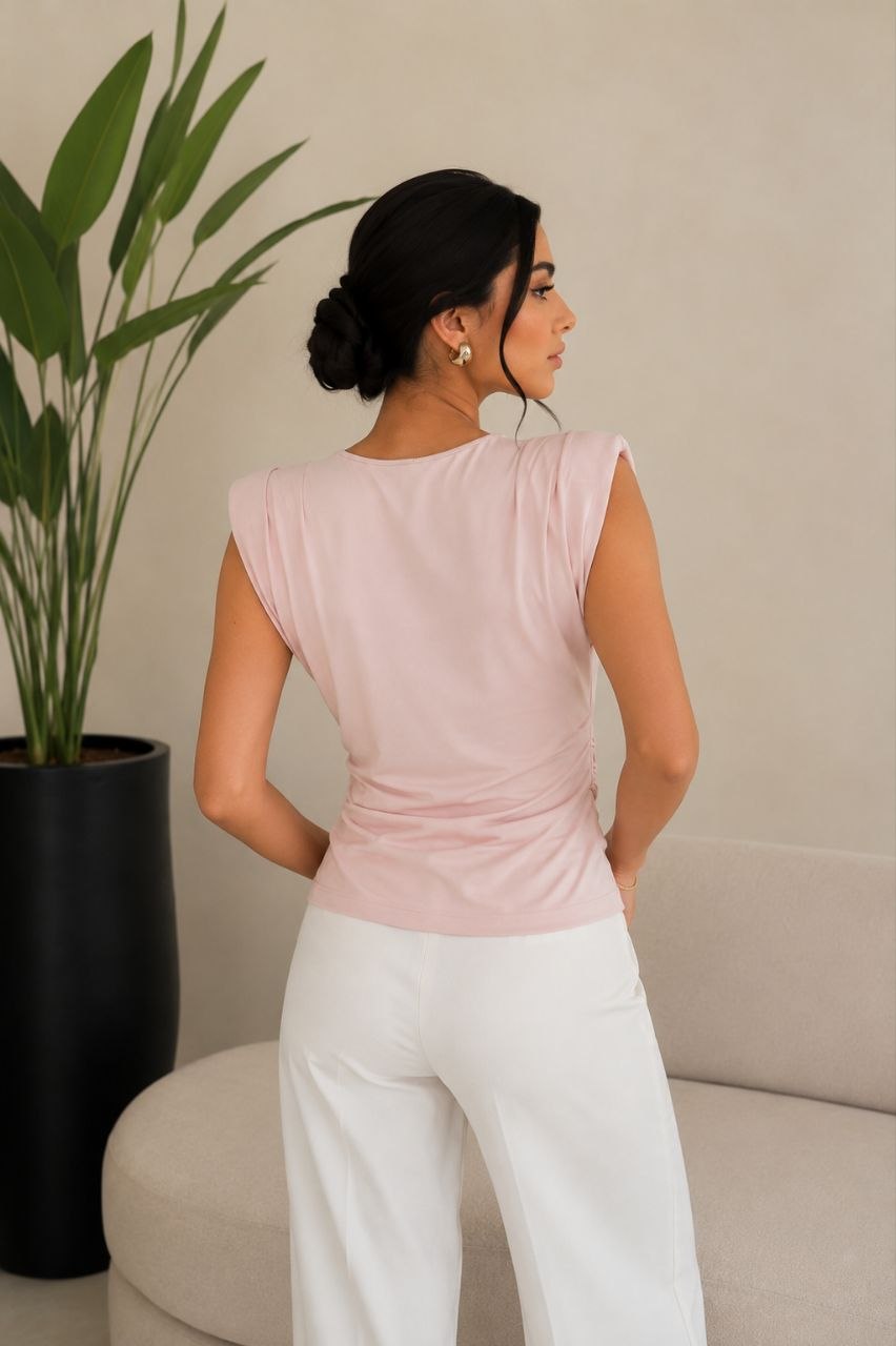 Ivory Drape Rose Buckle Top