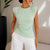 Ivory Drape Mint Buckle Top