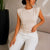 Ivory Drape Beige Buckle Top
