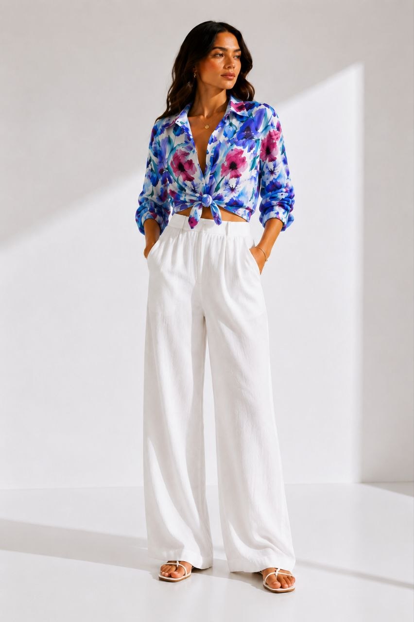 Watercolor Bloom Floral Summer Shirt