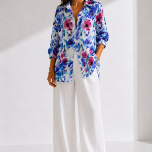 Watercolor Bloom Floral Summer Shirt