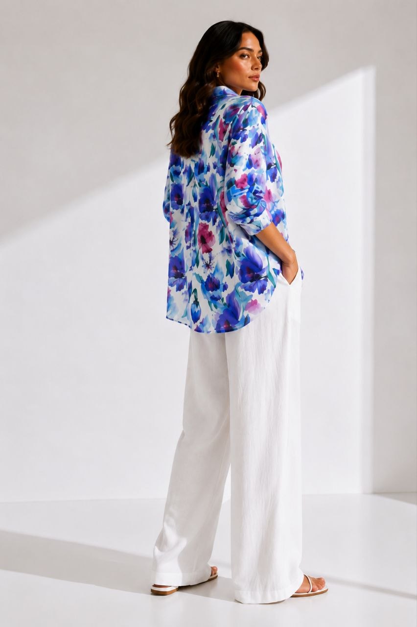 Watercolor Bloom Floral Summer Shirt
