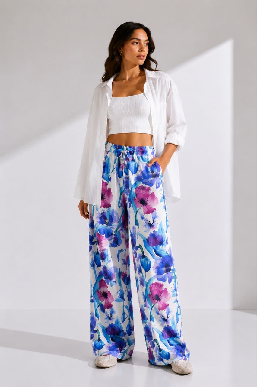 Watercolor Bloom Floral Summer Pants