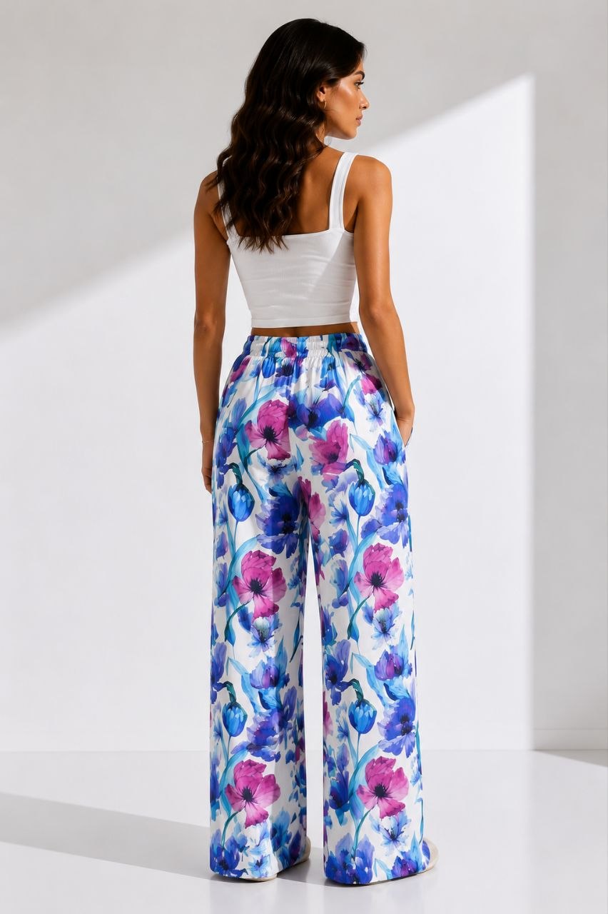 Watercolor Bloom Floral Summer Pants