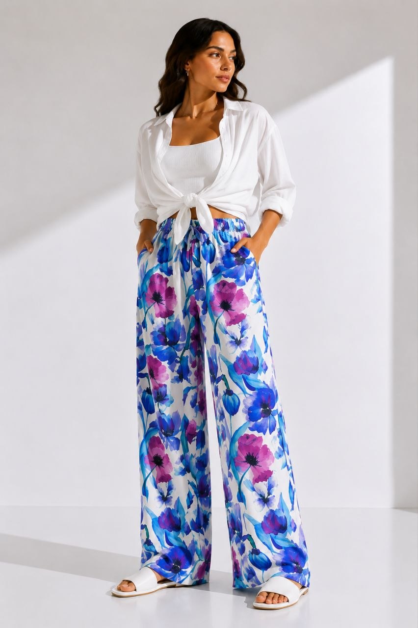 Watercolor Bloom Floral Summer Pants