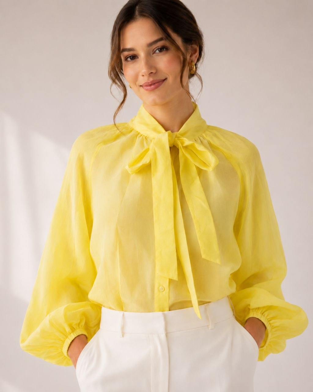 Sunlit Bow Yellow Blouse