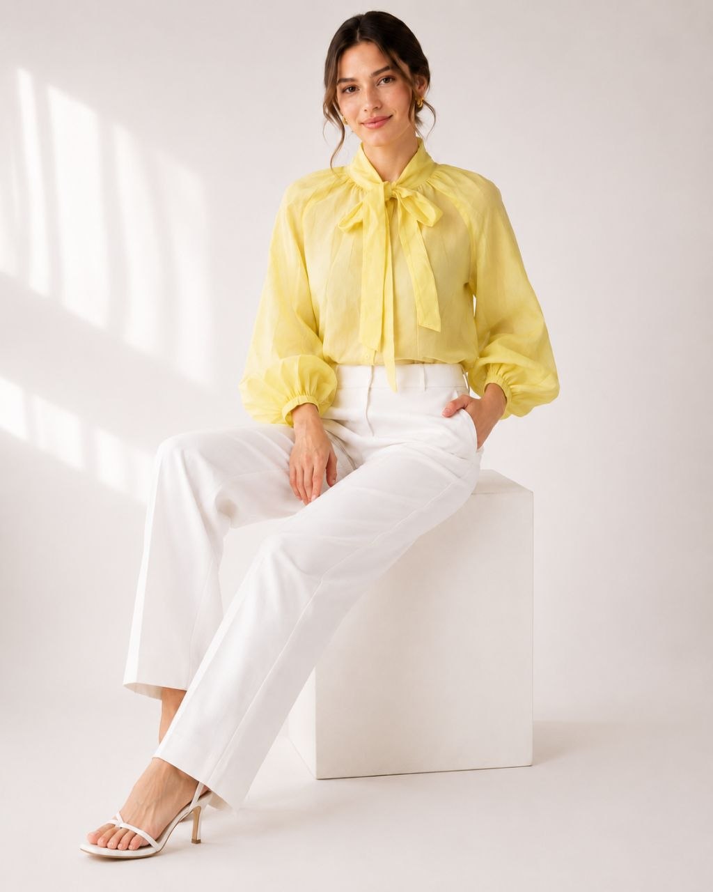 Sunlit Bow Yellow Blouse