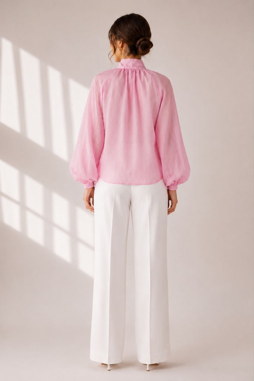 Sunlit Bow Pink Blouse