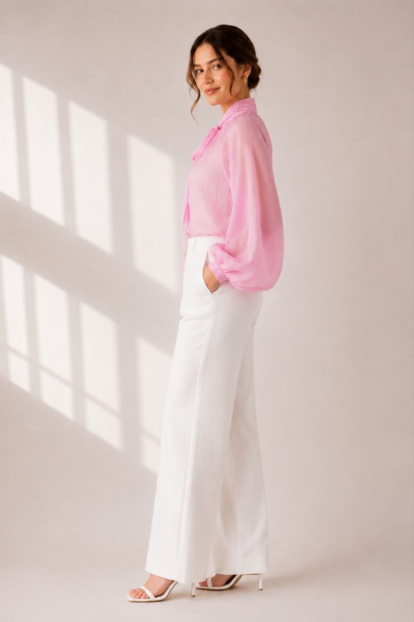Sunlit Bow Pink Blouse