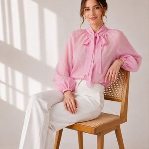 Sunlit Bow Pink Blouse