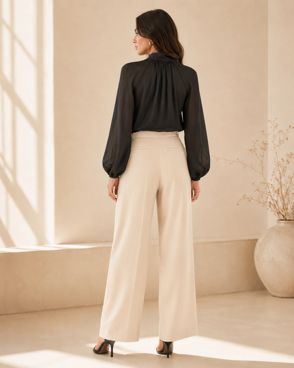 Sunlit Bow Black Blouse