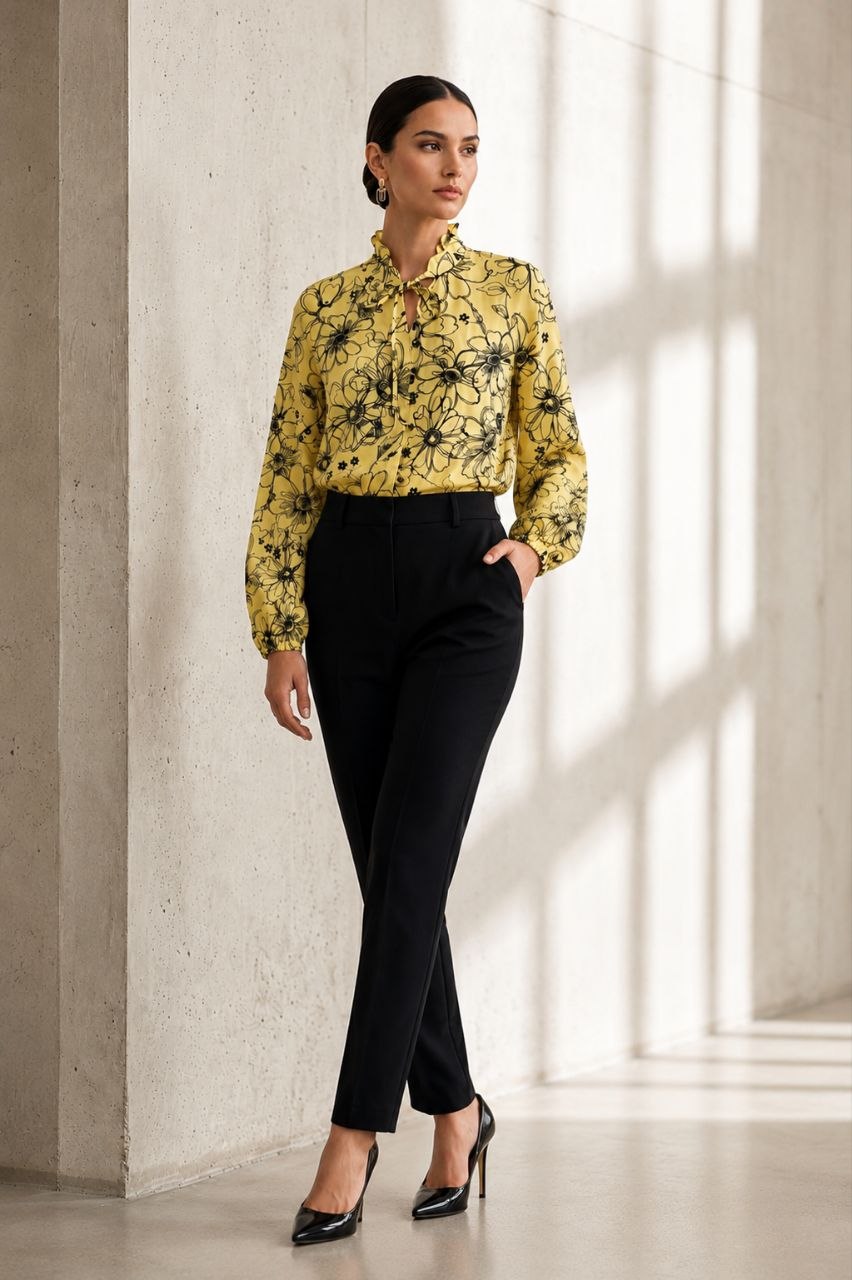 Monochrome Bloom Yellow Blouse