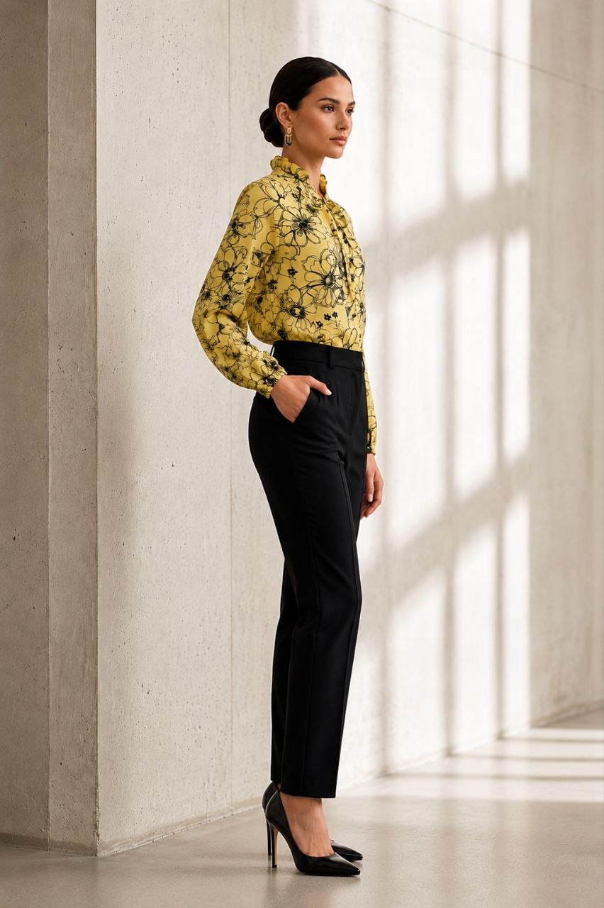 Monochrome Bloom Yellow Blouse