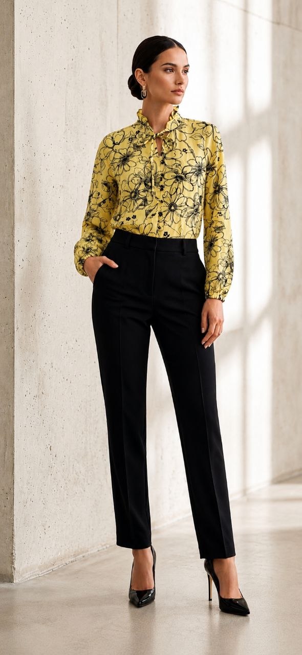 Monochrome Bloom Yellow Blouse