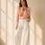 Off White Coral Bloom Ruffle Blouse