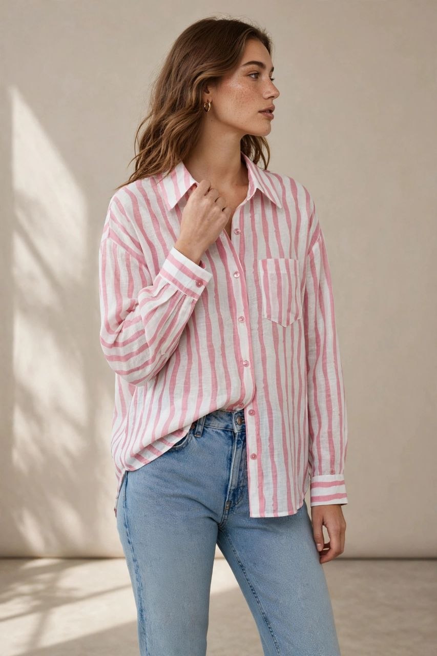 Pink Stripe Relaxed Shirt