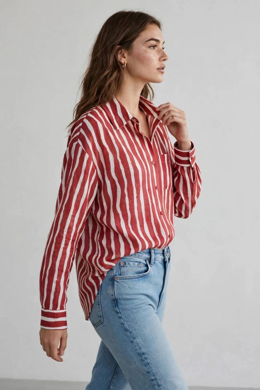 Red Stripe Relaxed Shirt