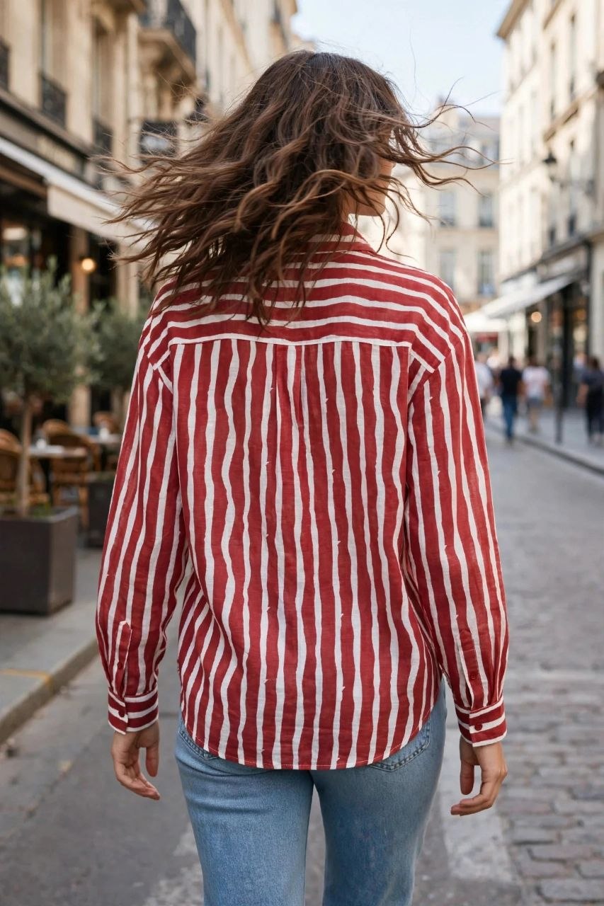 Red Stripe Relaxed Shirt