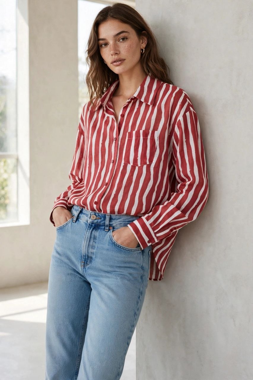 Red Stripe Relaxed Shirt