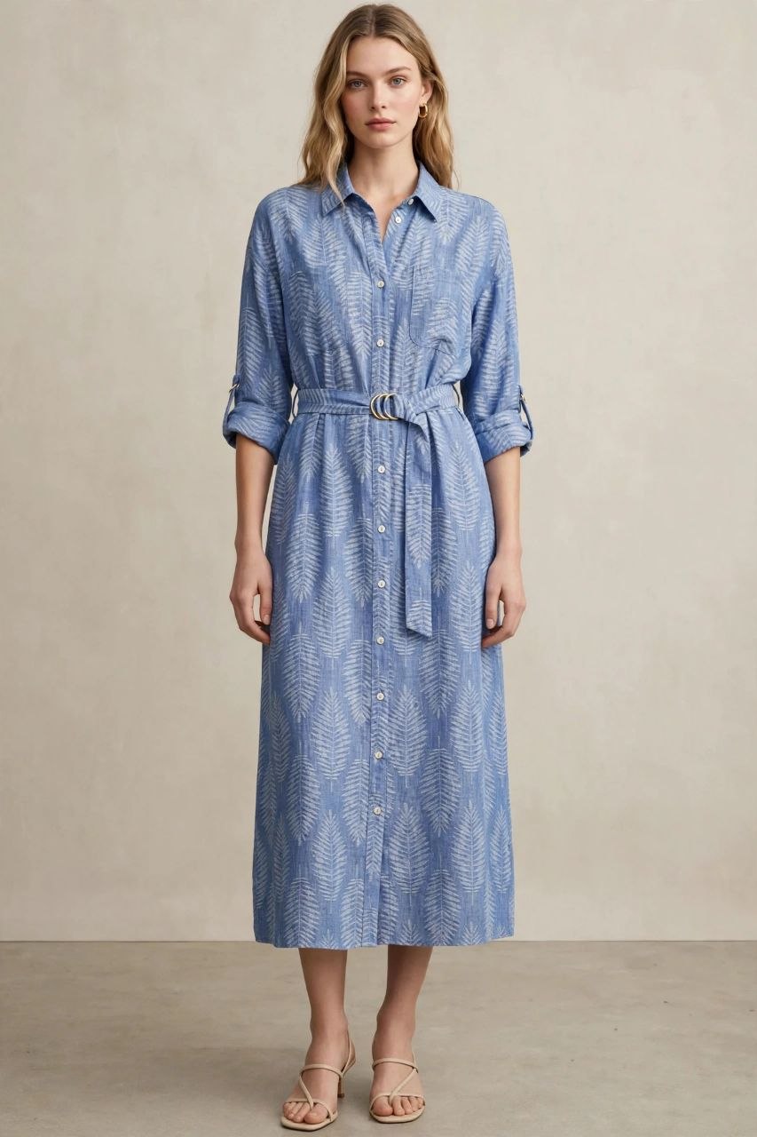 Blue Belted Maxi Dress