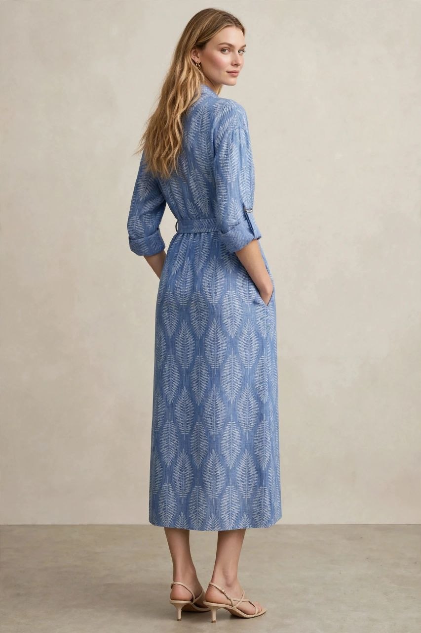Blue Belted Maxi Dress