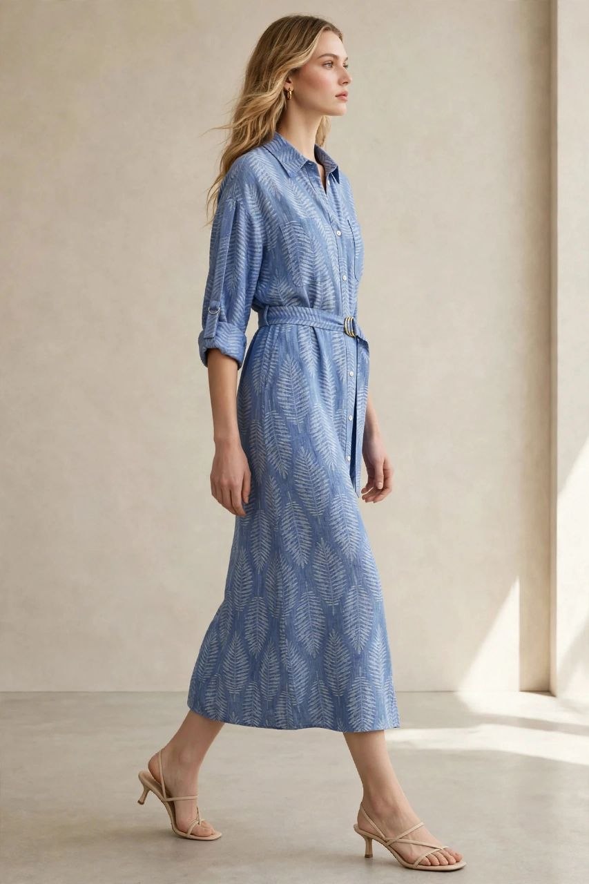 Blue Belted Maxi Dress