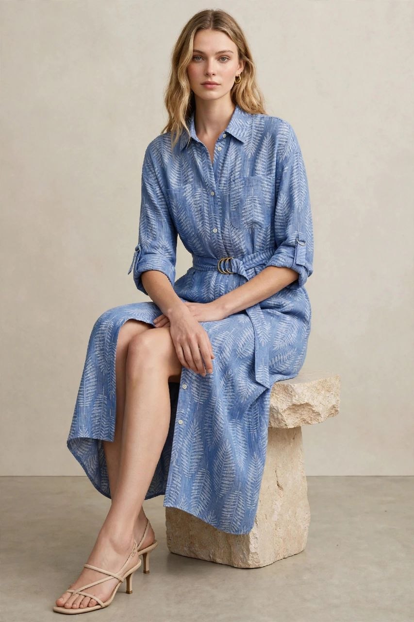 Blue Belted Maxi Dress