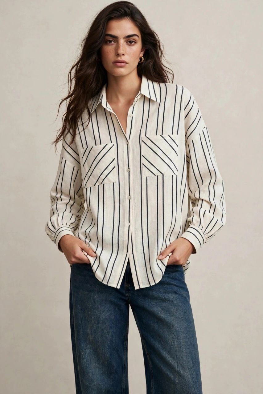 Black Stripe Oversized Shirt
