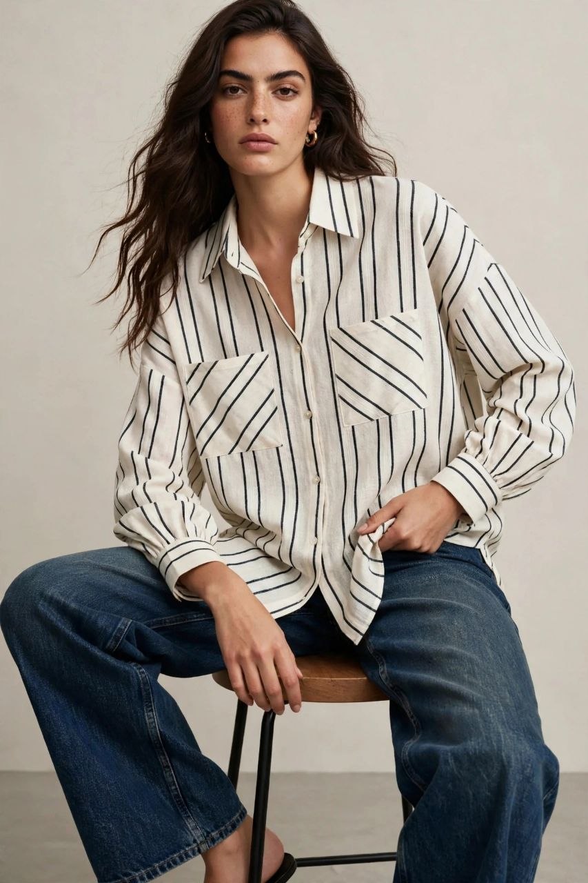 Black Stripe Oversized Shirt