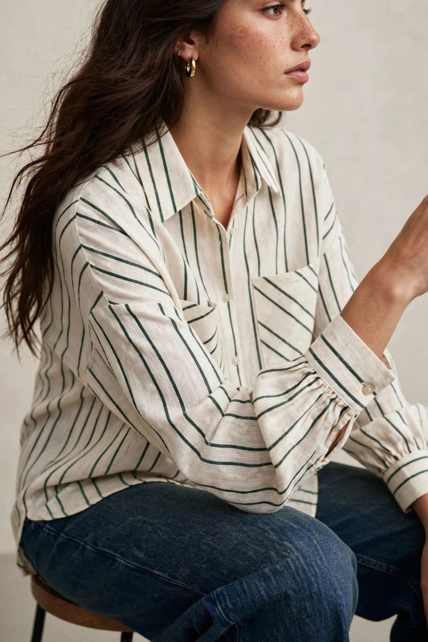 Olive Stripe Oversized Shirt