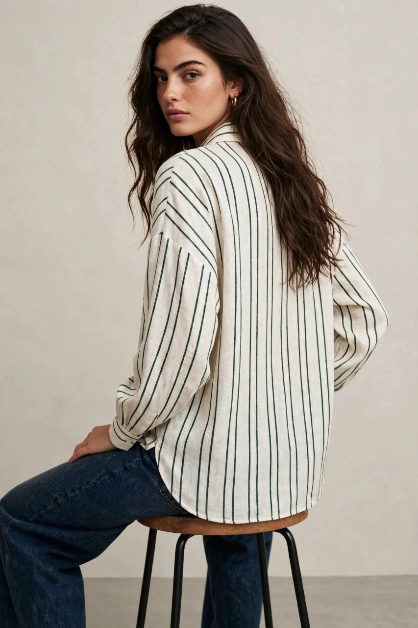 Olive Stripe Oversized Shirt